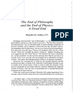 The End of Philosophy and The End of Physics: A Dead End: Benedictm. O.P