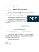 Affidavit of Non-Tenancy - Jose Blaza