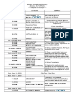 FY75XV: Macau - Hong Kong Itinerary - Manila Departure - Subject To Change Date & Time