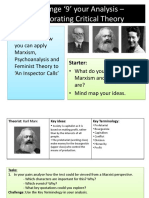 Challenge 9' Your Analysis - Incorporating Critical Theory: Objective