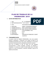 Plan de Trabajo de La Promoción 2019