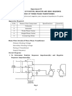 Determination of Positive, Negative and Zero Sequence Impedances of Three Phase Transformer