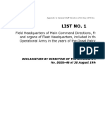 List No. 1: Declassified by Directive of The General Staff of Land Forces No. Dgsh-46 of 30 August 1990