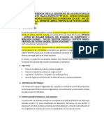 Terminos de Referencia para La Adquisición de Gallinas Criollas de Doble Proposito para El Proyecto