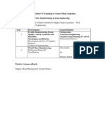 Semester Wise Pattern For Students Admitted To Higher Degree Program - M.E. Manufacturing Systems Engineering