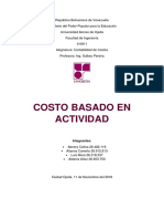 Informe Sobre Costo Basado en Actividad