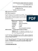 Modelo de Recurso de Apelación Contra Auto en Proceso Laboral - Autor José María Pacori Cari