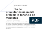 Junta de Propietarios No Puede Prohibir Tenencia de Mascotas