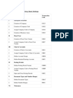 SL - No. Particulars Transaction Code I Enterprise Structure: General Ledger Accounting: Basic Settings