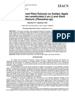 Effect of Combined Plant Extracts On Golden Apple Snail (Pomacea Canaliculata) and Giant Earthworm (Pheretima SP)