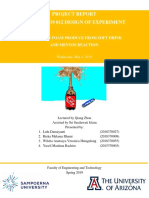 Project Report Sie 330R Sp19 012 Design of Experiment: Measuring Foam Produce From Soft Drink and Mentos Reaction