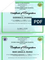 Certificate of Recognition: Diorinda G. Calibara