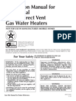 Instruction Manual For Residential Power Direct Vent Gas Water Heaters