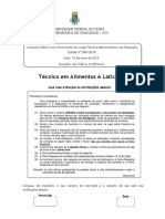 Prova Técnico em Alimentos e Laticínios