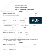 Comprehensive Science School First Term Examination 2019 Paper: Mathematics Class: 9 Total Marks: 50 Marks Obtained: - Section-A Q.No.01