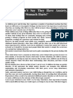 Children Won't Say They Have Anxiety, They Say My Stomach Hurts!'
