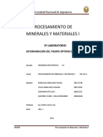 3º Informe - Determinación de Tiempo Óptimo de Molienda