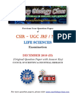 CSIR NET Dec 2010 Life Sciences Solved Qiestion Paper