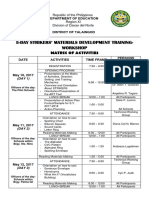 5-Day Strikers' Materials Development Training-Workshop: Matrix of Activities