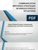 Communicative Competence Strategies in Various Speech Situations