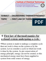 Subject:-Engineering Thermodynamics Topic: - First Law of Thermodynamics