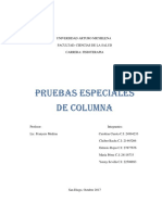 Pruebas Especiales de Columna