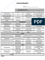 Interview Grading Rubric: 3 2 1 Arrival, Appearance, & Poise