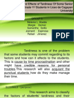 The Factors and Effects of Tardiness of Some Senior Highschool Grade 11 Students in Liceo de Cagayan