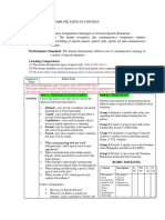 Subject: Oral Communication in Context Week: 9 (4 Hours) Lesson: Communicative Competence Strategies in Various Speech Situations Content Standard