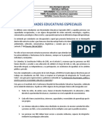 Documento de Lectura. Necesidades Educativa Especiales