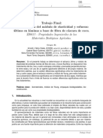 Determinacion Del Modulo de Elasticidad y Esfuerzo Ultimo en Laminas A Base de Fibra de Cascara de Coco