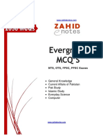 Evergreen PPSC, FPSC, NTS and OTS MCQS Solved PDF