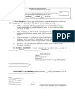 Affidavit of Destruction Passport