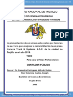 Mplementación de Un Sistema de Costos Por Órdenes de Servicio para Mejorar La Rentabilidad de La Empresa