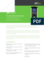 DS - ZKTeco - Terminal Biometrico IP SF200 PDF