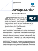 The Activity Based Costing and Target Costing As Modern Techniques in Determination of Product Cost