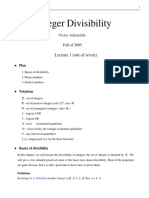 Integer Divisibility: Lecture 1 (Out of Seven)