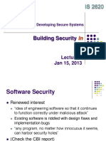 Building Security: IS 2620: Developing Secure Systems