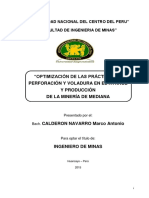 Optimización de Las Prácticas de Perforación Y Voladura en El Avance Y Producción de La Minería de Mediana Escala (Unidad Minera Macdesa)