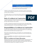 Roles and Responsibilities of Architect in Construction