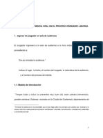 Protocolo de Audiencia Oral en El Proceso Ordinario Laboral