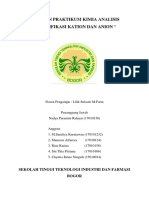 Laporan Praktikum Kimia Analisis "Identifikasi Kation Dan Anion "