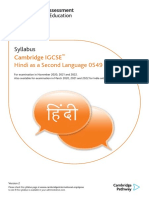 Syllabus: Cambridge IGCSE Hindi As A Second Language 0549