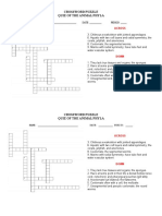 Crossword Puzzle Quiz of The Animal Phyla: NAME: - DATE: - PERIOD