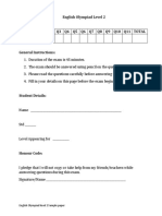 English Olympiad Level 2 Sample Paper