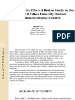 Analysis of The Effects of Broken Family On Ourl Lady of Fatima University