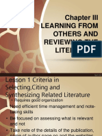 Learning From Others and Reviewing The Literature