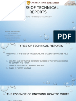 Types of Technical Reports: "How To Write Effectively"