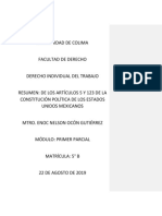 Resumen de Los Artículos 5 y 123 Constitucionales