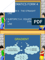 Mathematics Form 4: - Chapter 5: The Straight Line - Subtopic 5.4: Equation of A Straight Line